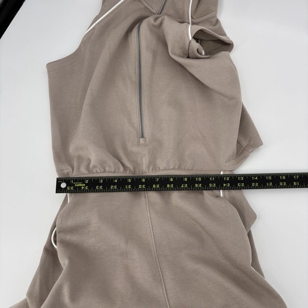 Spanx Air Essentials Pique Sleeveless Mockeck Jumpsuit Wide Leg Tan Size Medium - Picture 11 of 13
